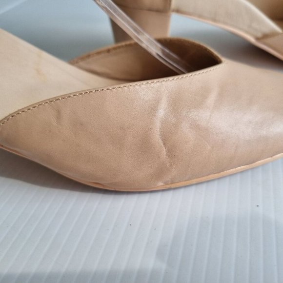 Bared Footwear Nude Leather Round Toe Block Heel Shoes Size 38 - Picture 9 of 13